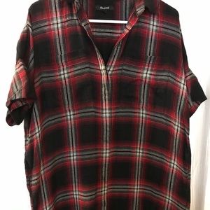 Madewell Rollins plaid red & black tunic